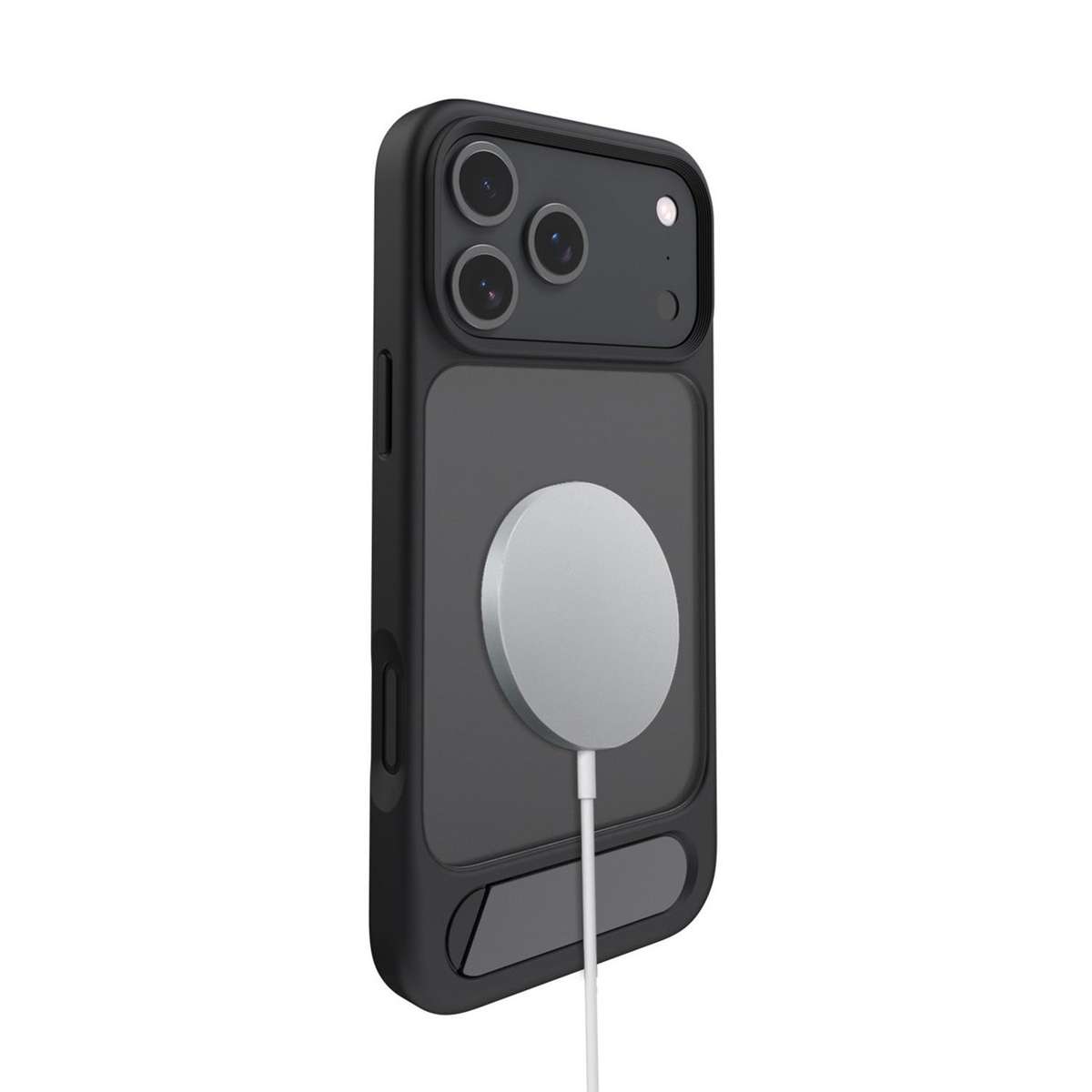 For iPhone 13 Kalebol MagSafe Invisible Tilt Holder PC Hybrid TPU Case(Black)
