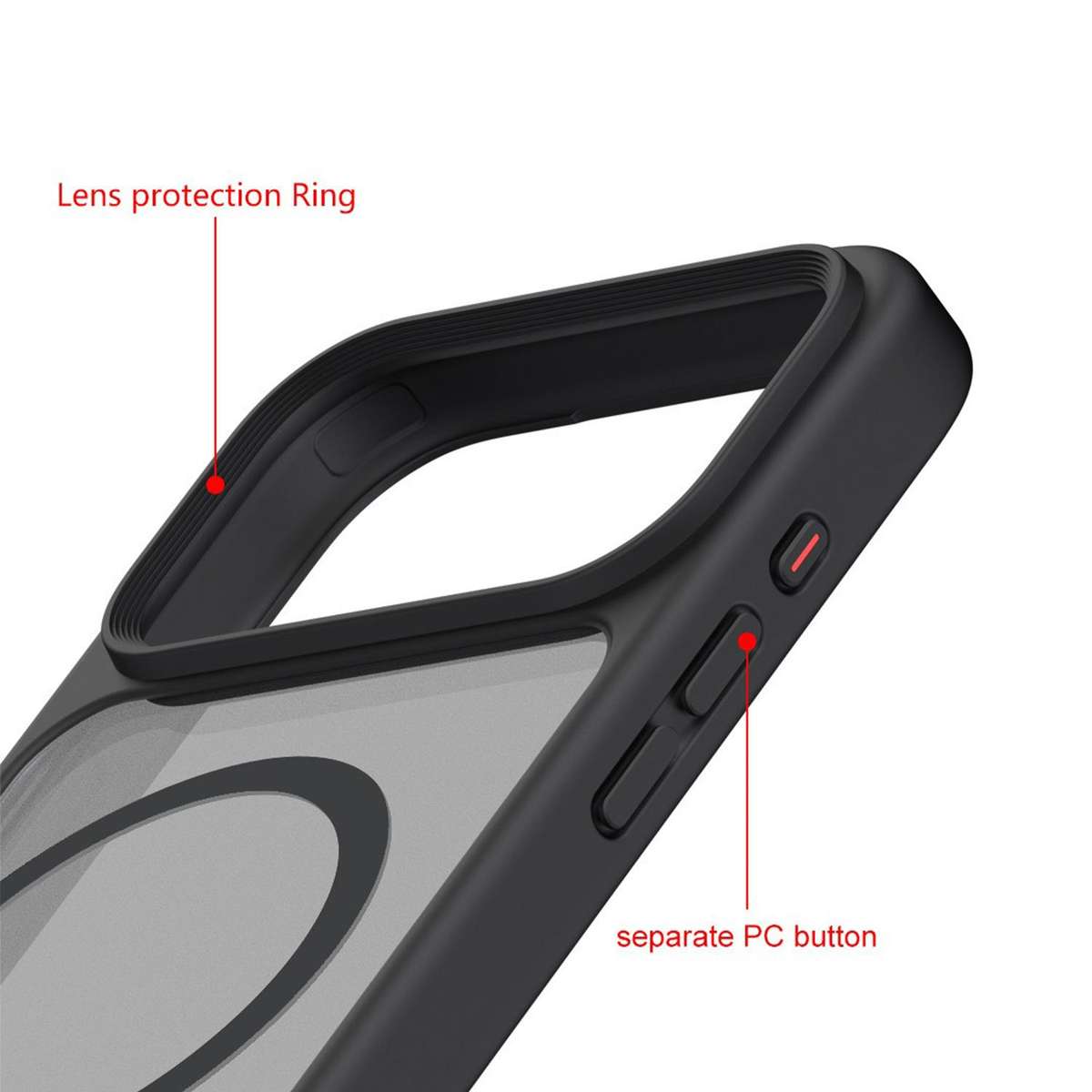For iPhone 13 Kalebol MagSafe Invisible Tilt Holder PC Hybrid TPU Case(Black)