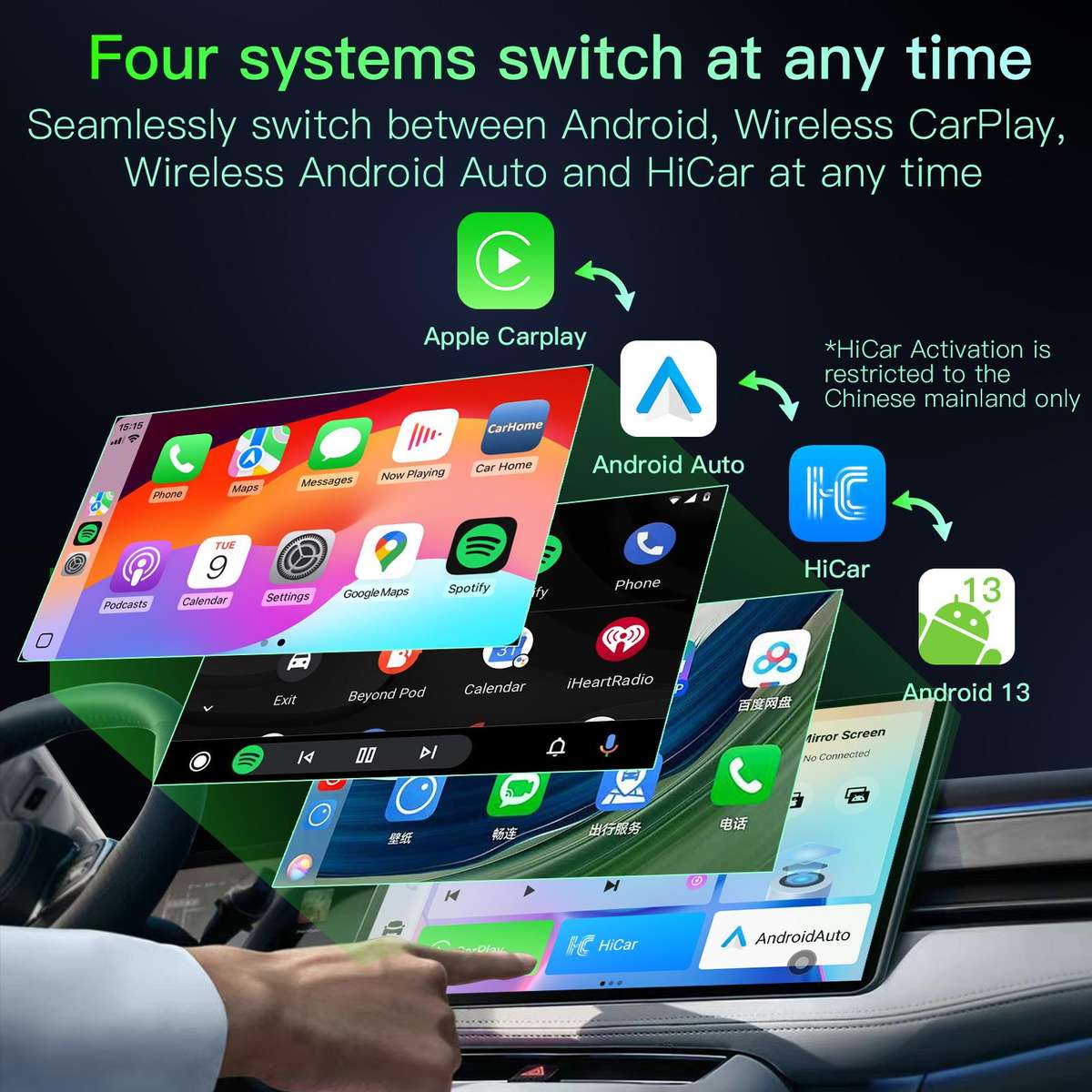 A113 Android 13 Wired CarPlay, Android Auto to Wireless Smart Box(Black)