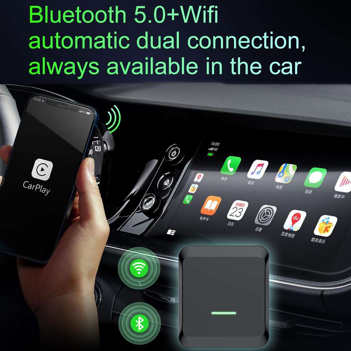 A113 Android 13 Wired CarPlay, Android Auto to Wireless Smart Box(Black)