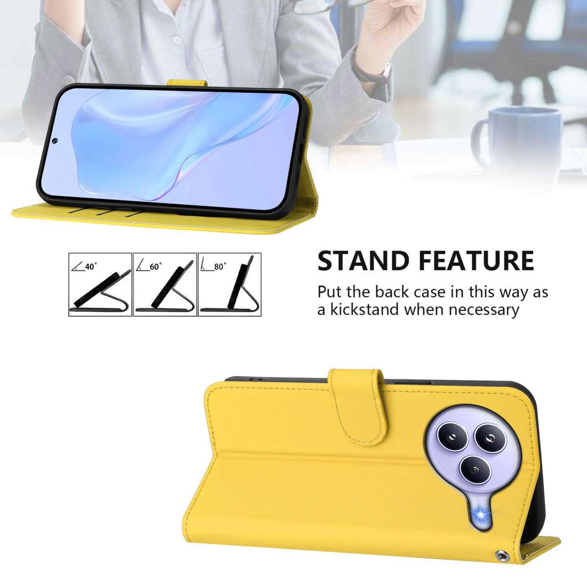 For Xiaomi Civi 5 Pro 5G Skin Feel Solid Color Leather Phone Case with Lanyard(Lemon Yellow)