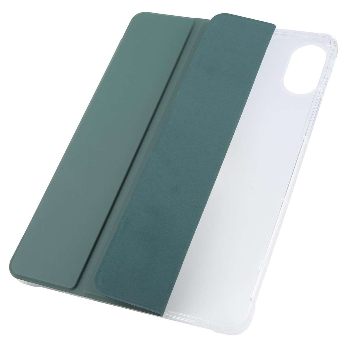 For Xiaomi Redmi Pad 2 3-fold Clear TPU Smart Leather Tablet Case with Pen Slot(Dark Green)