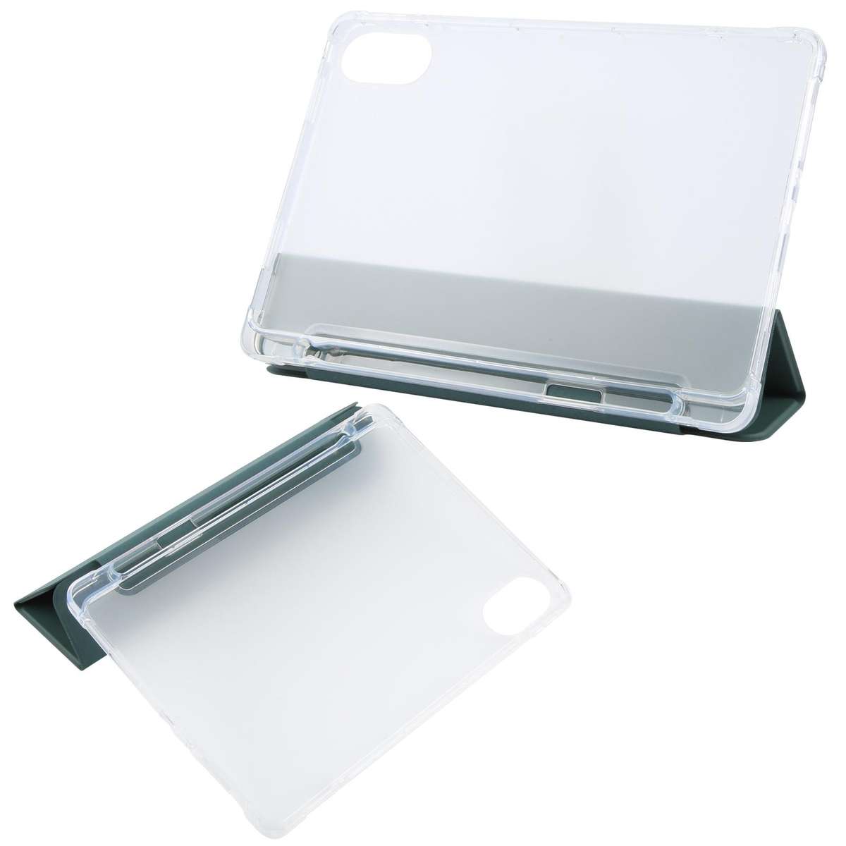 For Xiaomi Redmi Pad 2 3-fold Clear TPU Smart Leather Tablet Case with Pen Slot(Dark Green)