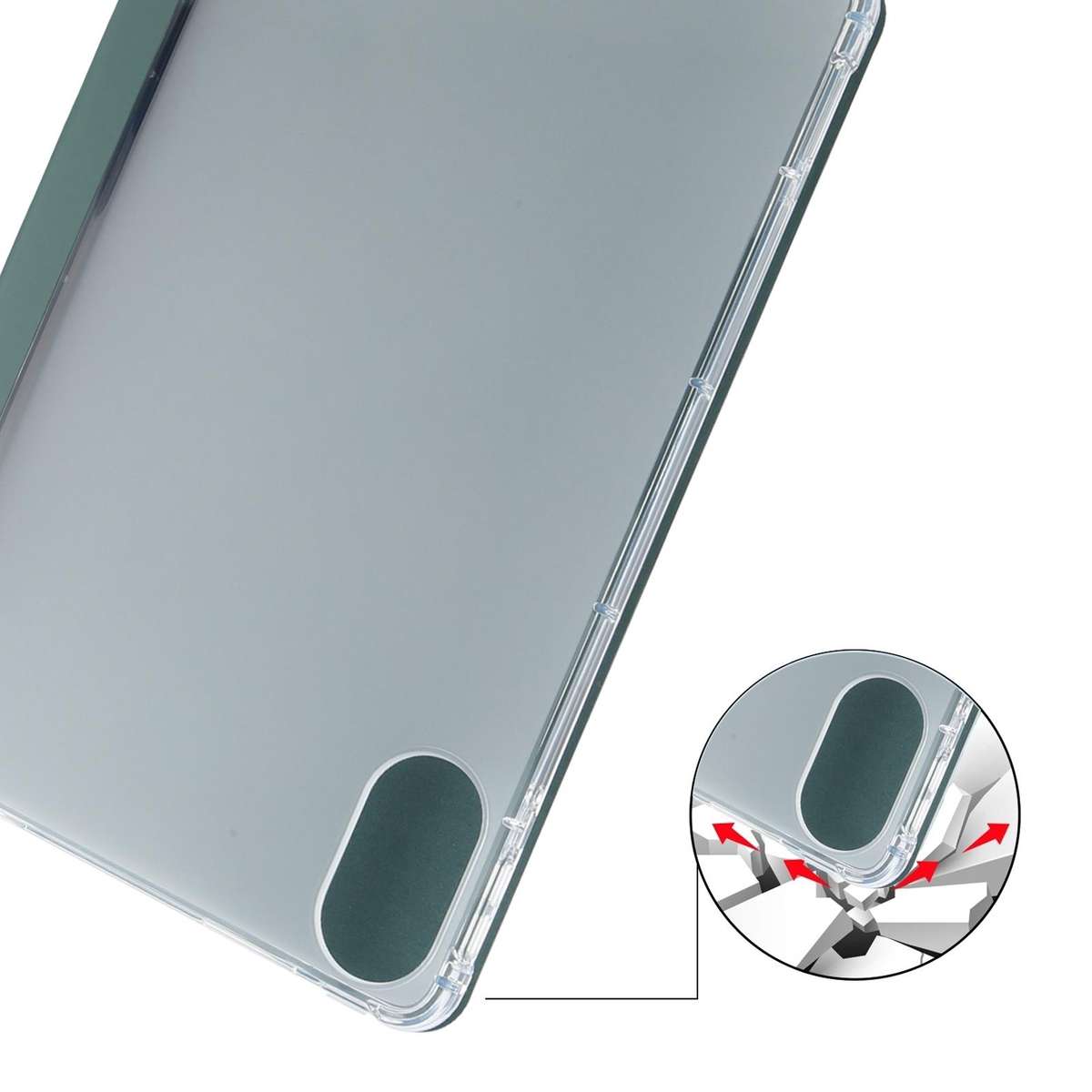 For Xiaomi Redmi Pad 2 3-fold Clear TPU Smart Leather Tablet Case with Pen Slot(Dark Green)
