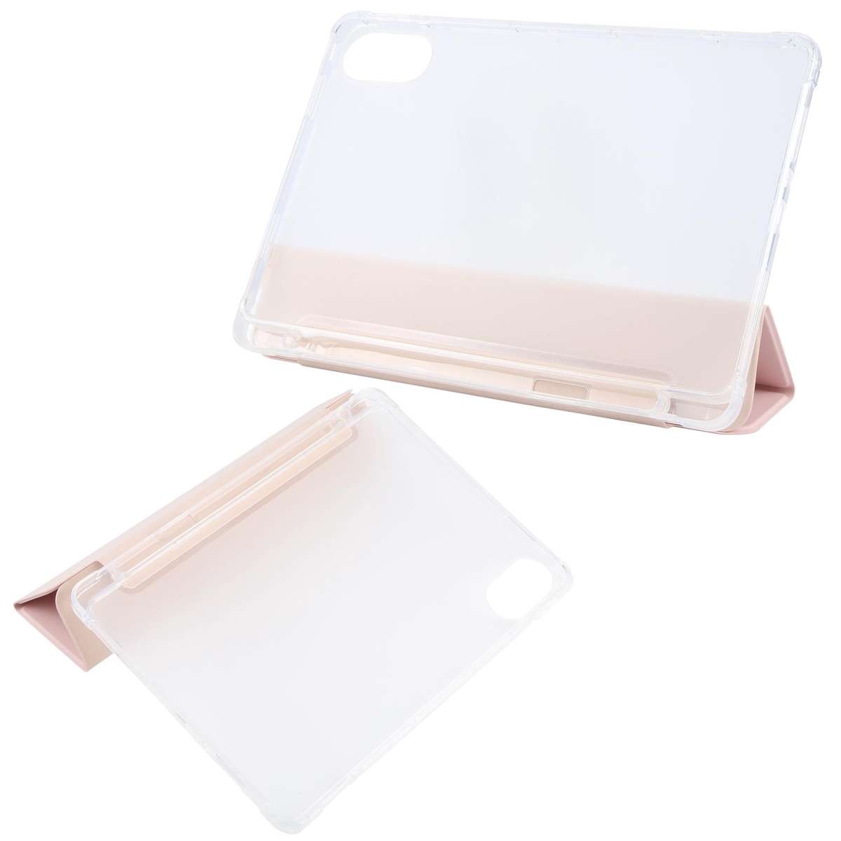 For Xiaomi Redmi Pad 2 3-fold Clear TPU Smart Leather Tablet Case with Pen Slot(Sand Pink)