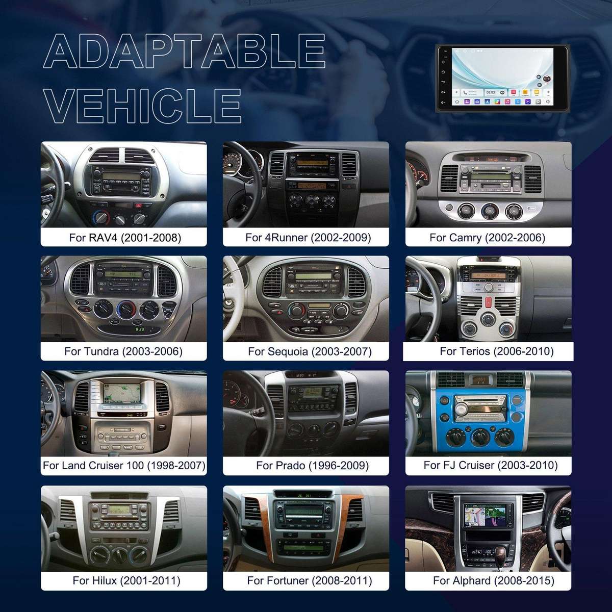 For Toyota COROLLA Android 15 7 inch Wireless CarPlay Car Player Car Central Control Navigation Mach