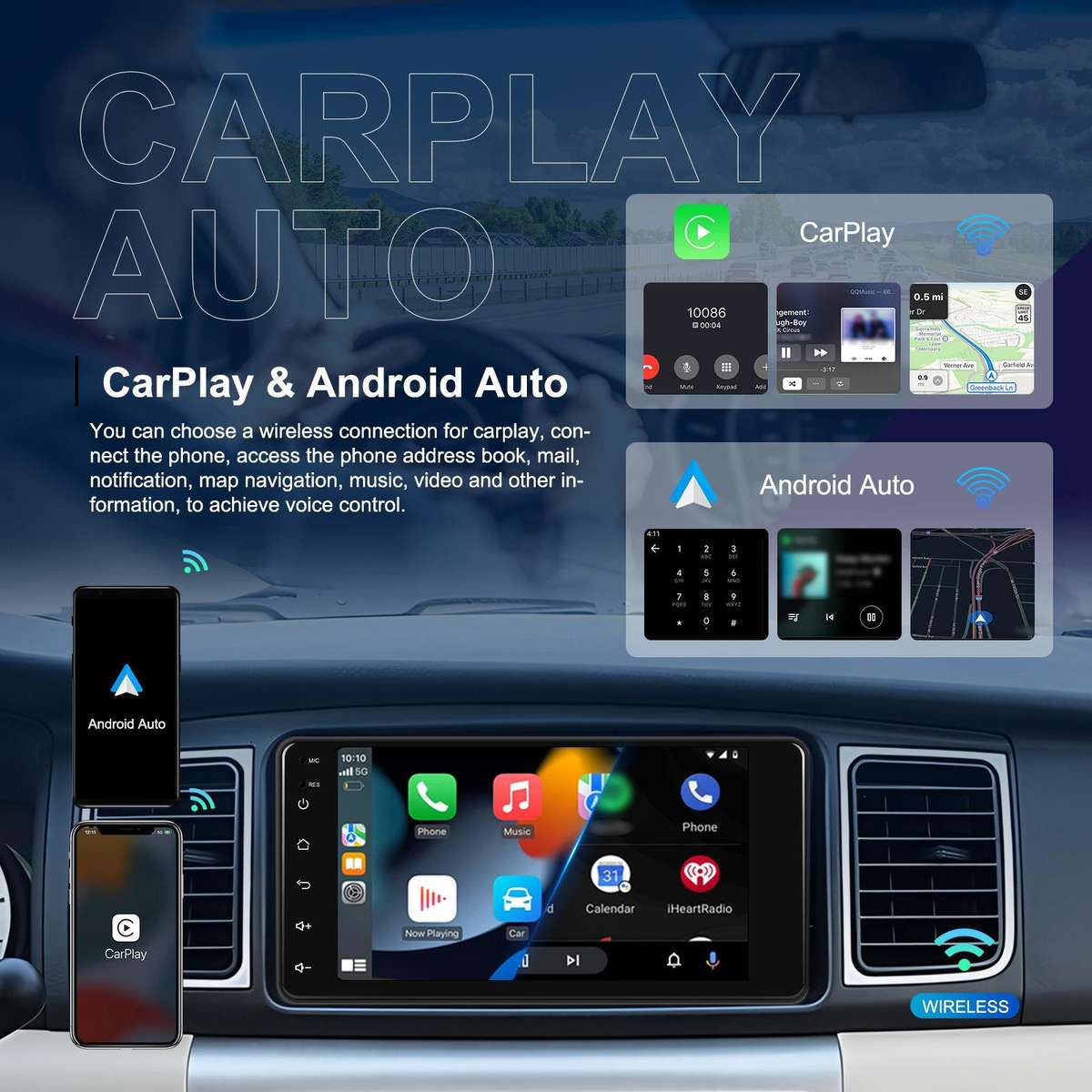 For Toyota COROLLA Android 15 7 inch Wireless CarPlay Car Player Car Central Control Navigation Mach