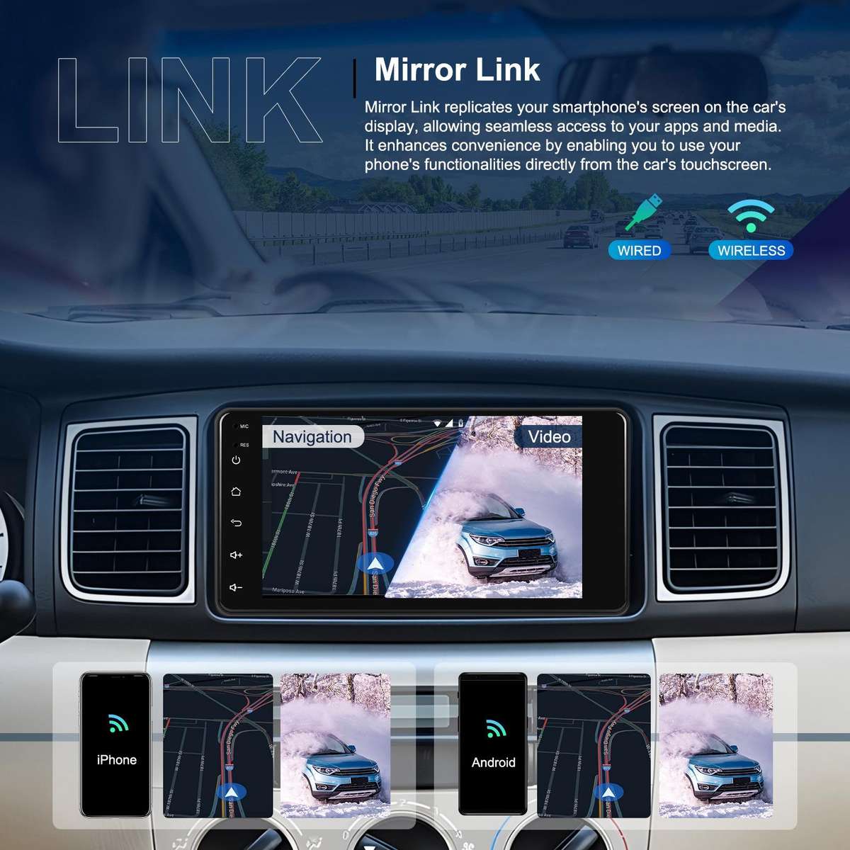 For Toyota COROLLA Android 15 7 inch Wireless CarPlay Car Player Car Central Control Navigation Mach
