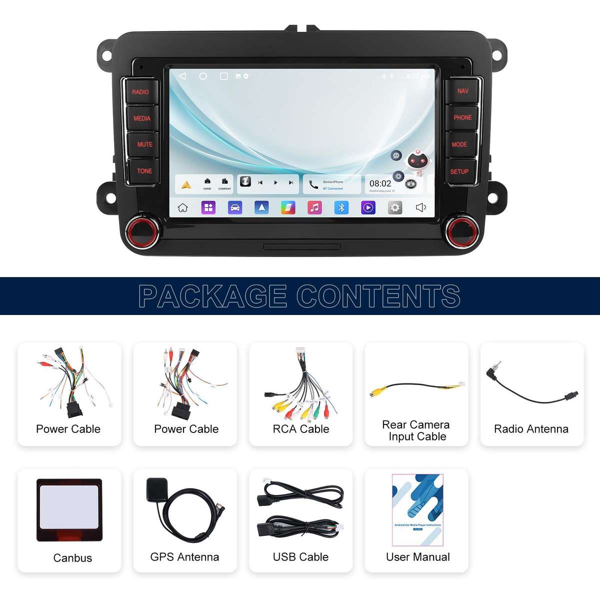 For Volkswagen Android 15 7 inch Horizontal Screen Car Player Car Central Control Navigation, Specif