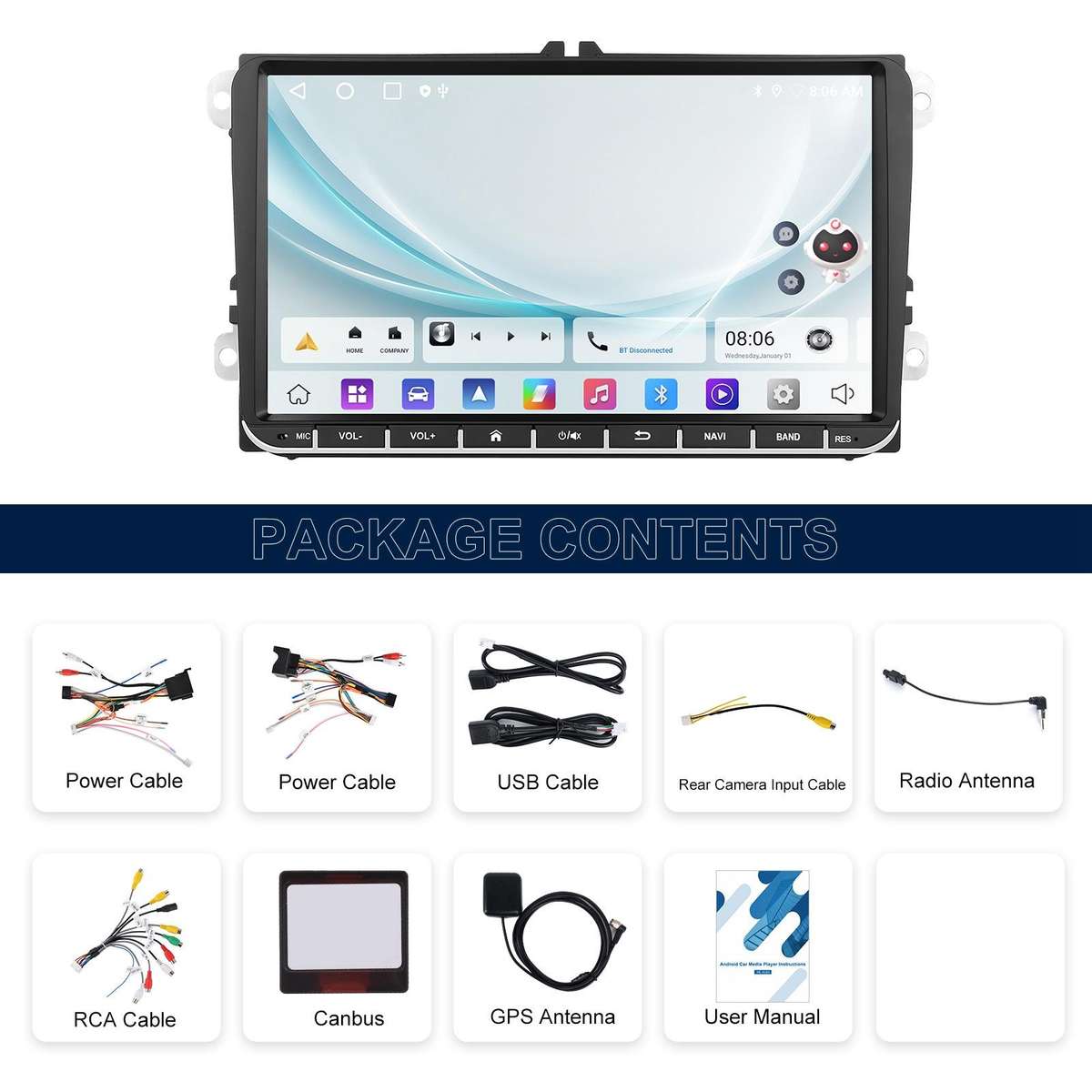 For Volkswagen Android 15 9 inch Screen Car Player Car Central Control Navigation, Specification:Sta