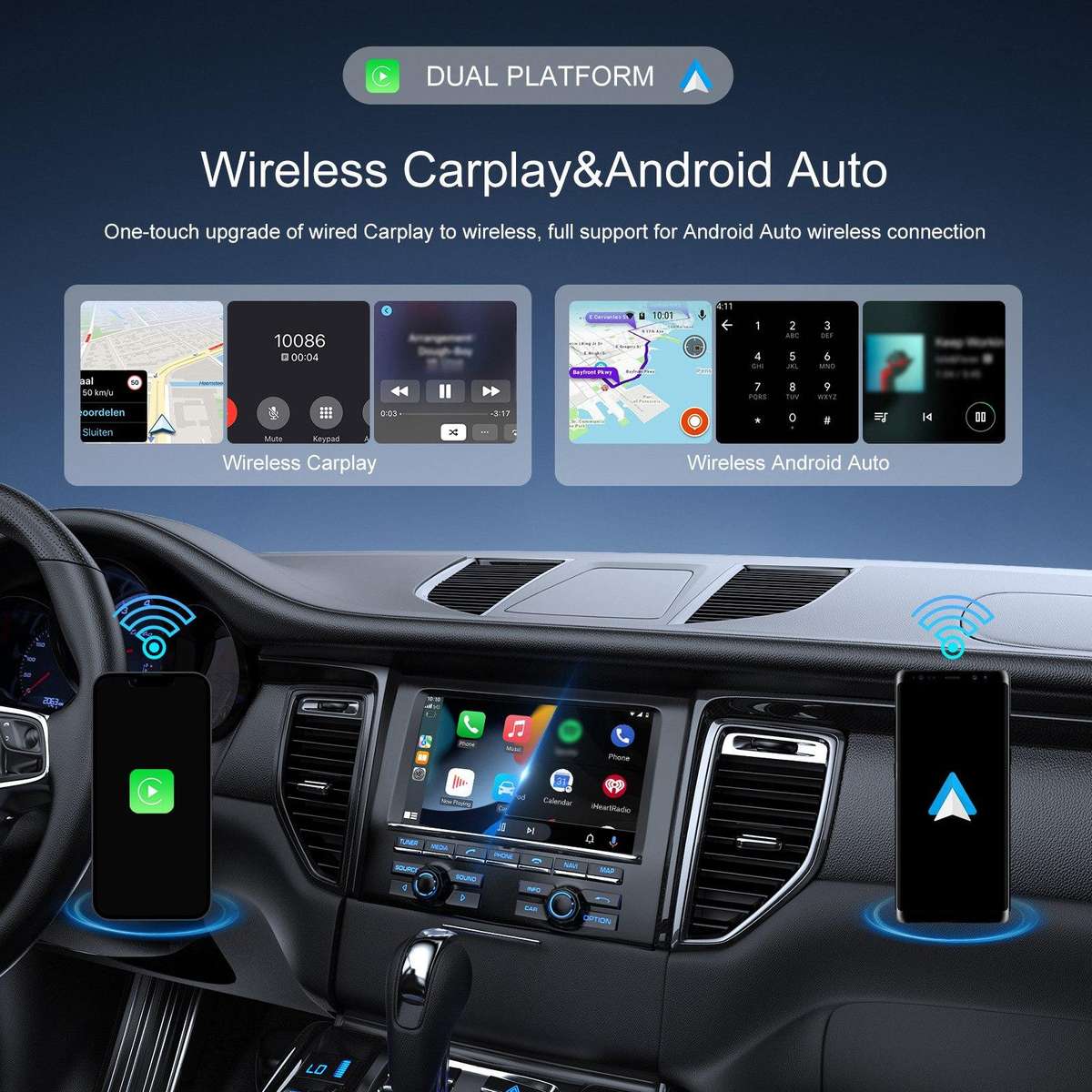 Car CarPlay and Android Auto Wired to Wireless Smart Box Adapter with Type-C Converter(Pink)