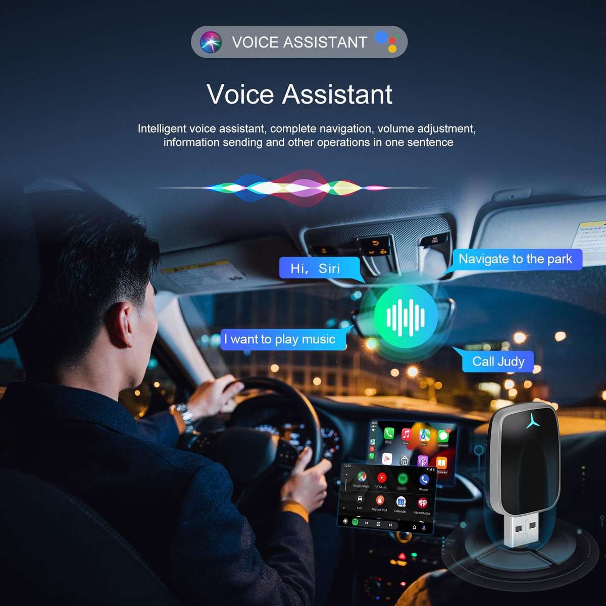 Car CarPlay and Android Auto Wired to Wireless Smart Box Adapter with Type-C Converter(Pink)