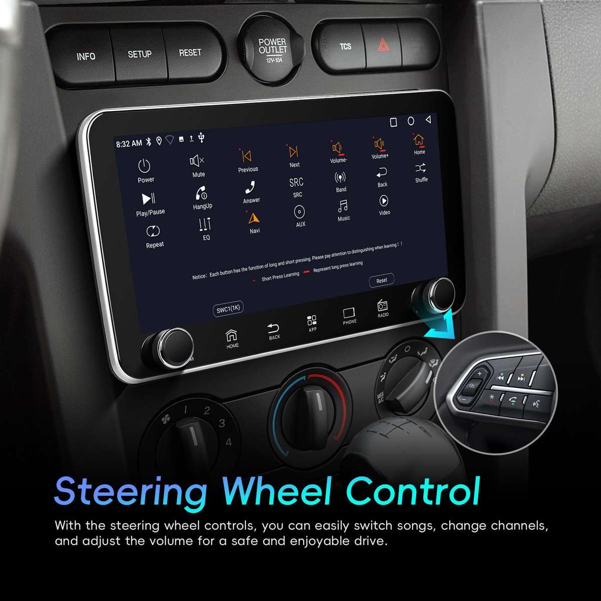 10.36 inch Screen Android 15 Car CarPlay Navigation Integrated Machine with Dual Knob, Specification
