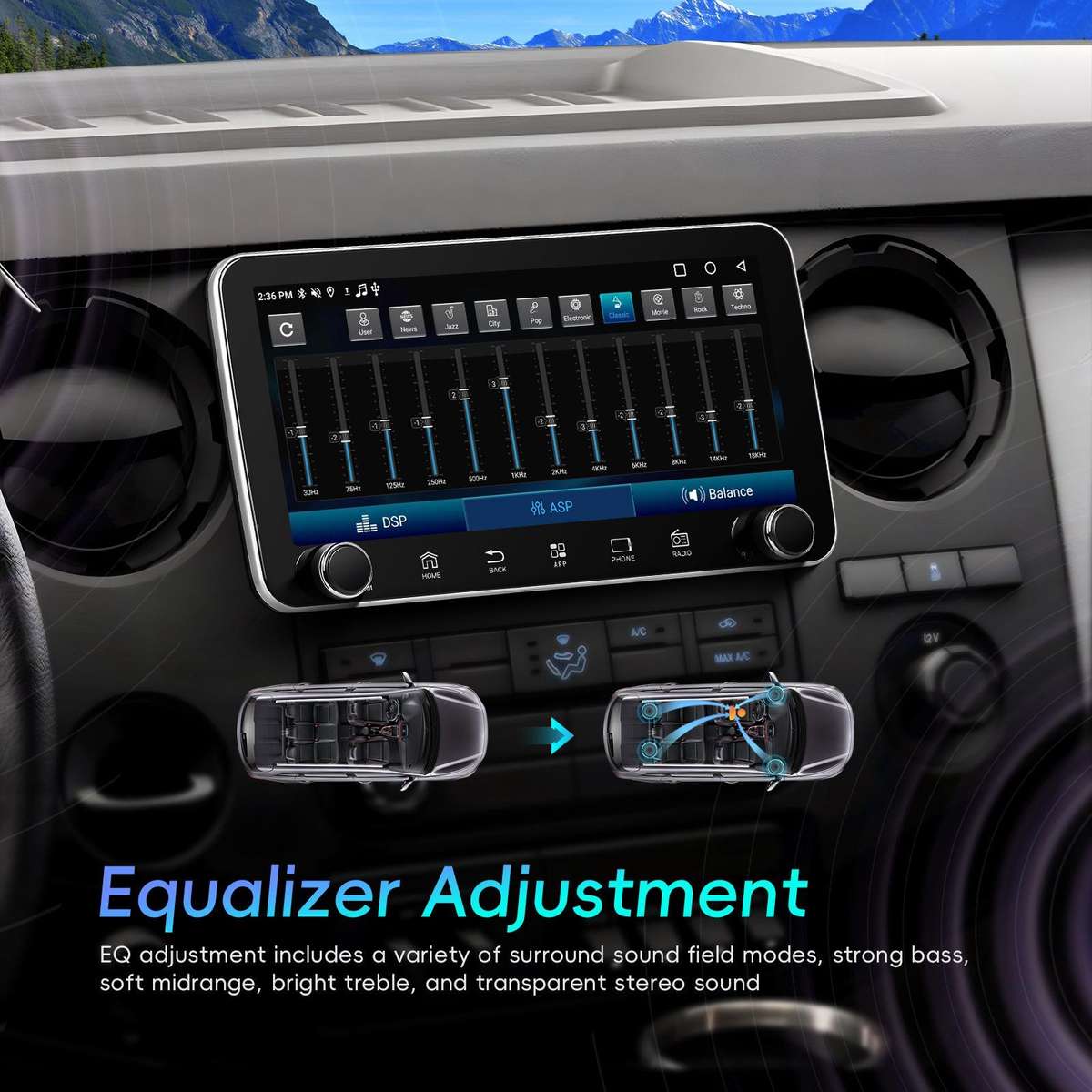 10.36 inch Screen Android 15 Car CarPlay Navigation Integrated Machine with Dual Knob, Specification
