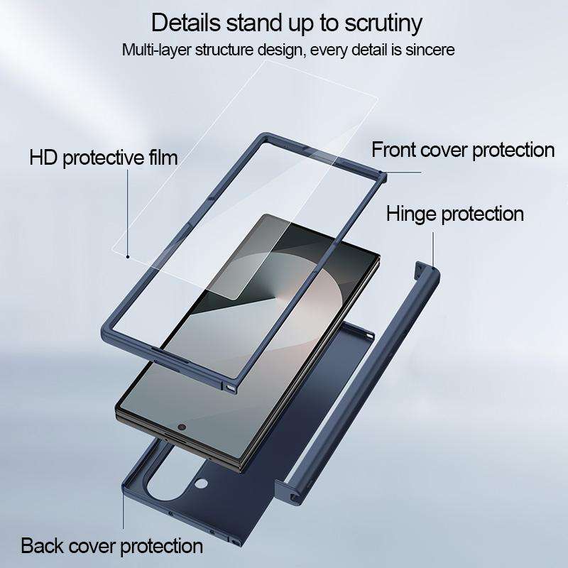 For Samsung Galaxy Z Fold7 5G Integrated Pen Slot Hinge Folding Phone Case, No Stylus(Blue)