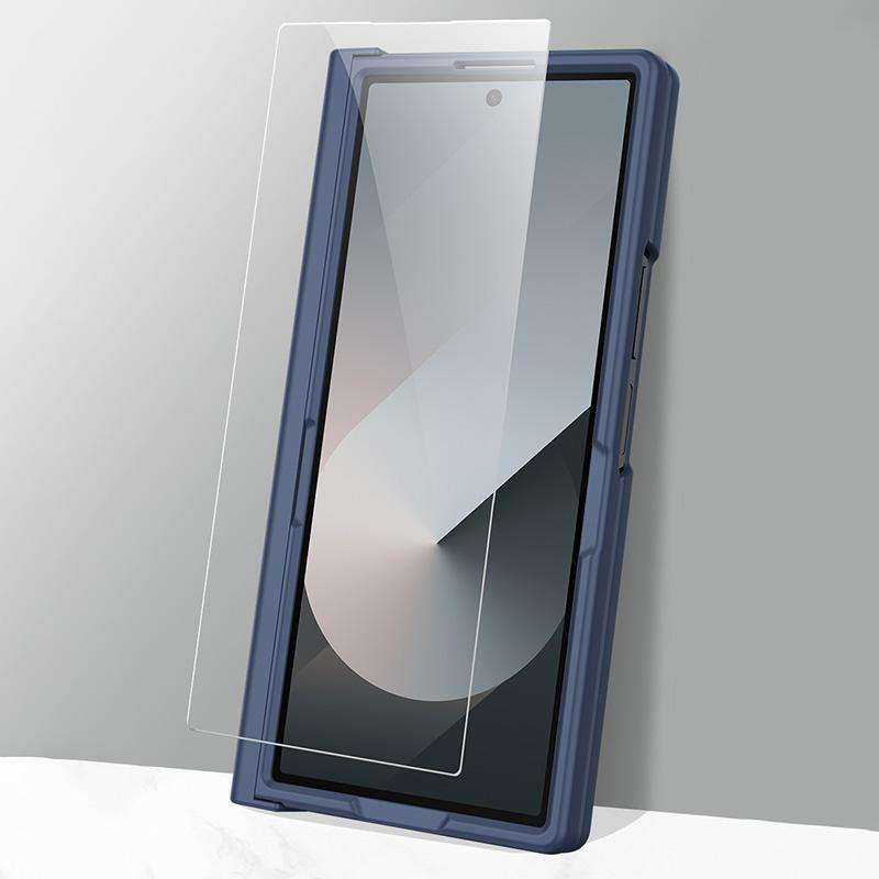 For Samsung Galaxy Z Fold7 5G Integrated Pen Slot Hinge Folding Phone Case, No Stylus(Blue)