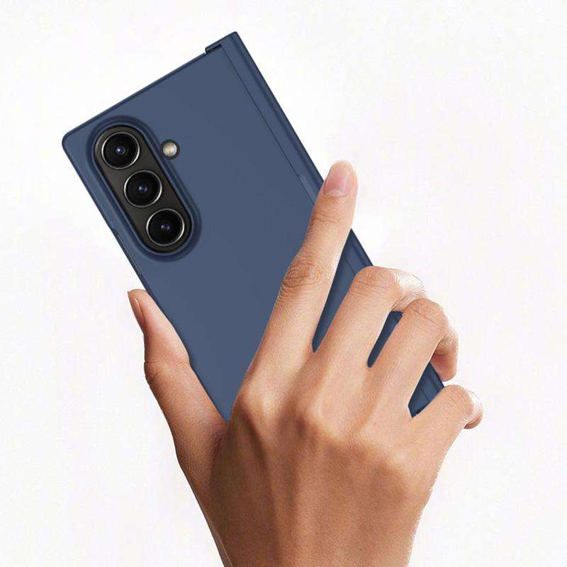 For Samsung Galaxy Z Fold7 5G Integrated Pen Slot Hinge Folding Phone Case, No Stylus(Blue)