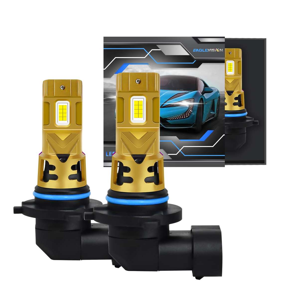 9006 1 Pair 35W 3500LM 6500K Car LED Headlight Bulb(Yellow Purple)