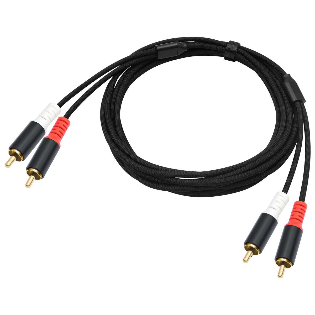 2 RCA Male to 2 RCA Male Audio Cable, Length:7.6m(Black)