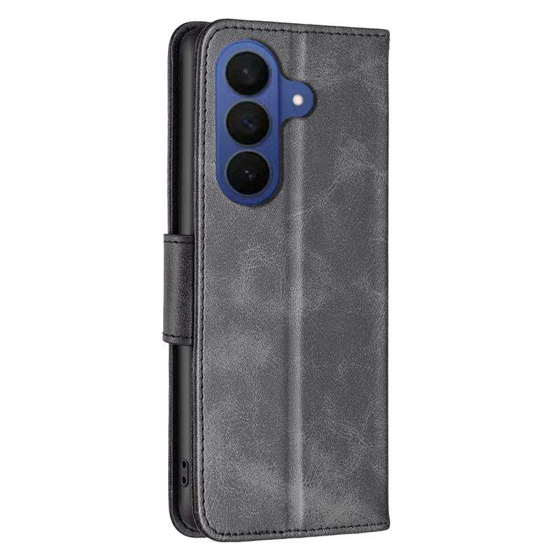 For Samsung Galaxy S26 5G Lambskin Texture Pure Color Flip Leather Phone Case(Black)