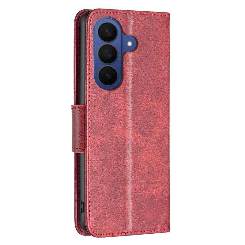 For Samsung Galaxy S26 5G Lambskin Texture Pure Color Flip Leather Phone Case(Red)