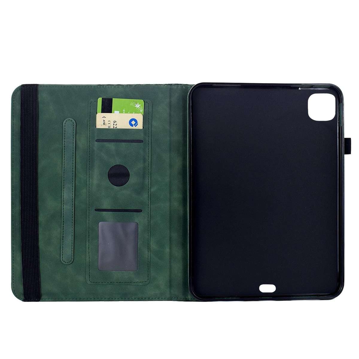 For iPad Air 11 2026 / 2025 / 2024 Rotatable Rhombus Embossed Smart Leather Tablet Case(Green)