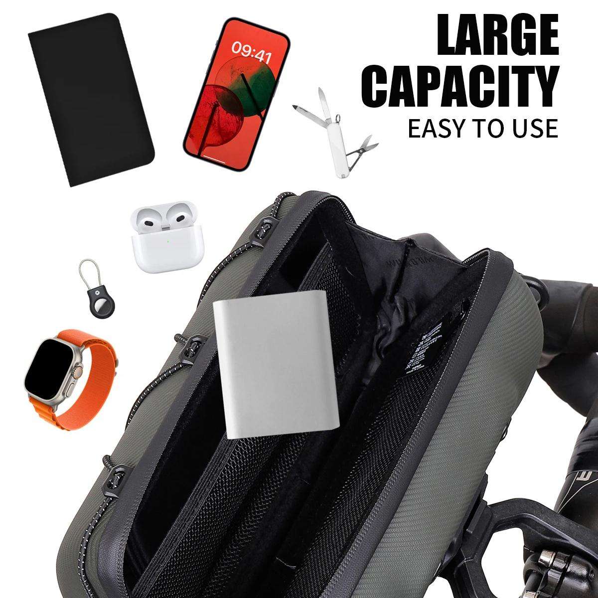 WILD MAN GD7X Mountain Bicycle EVA Hard Shell Handlebar Bag Quick Release Bracket(Black)