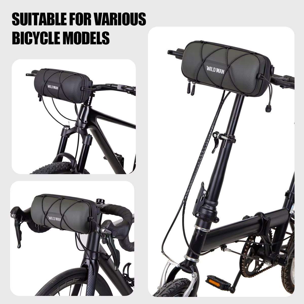 WILD MAN GD7X Mountain Bicycle EVA Hard Shell Handlebar Bag Quick Release Bracket(Black)