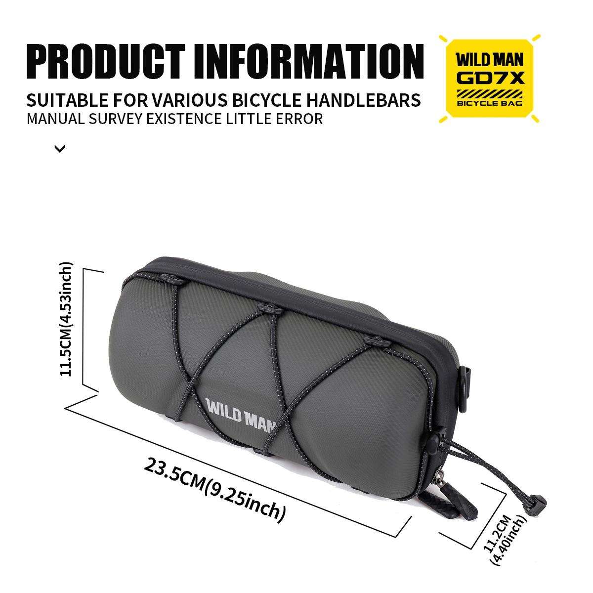 WILD MAN GD7X Mountain Bicycle EVA Hard Shell Handlebar Bag Quick Release Bracket(Black)