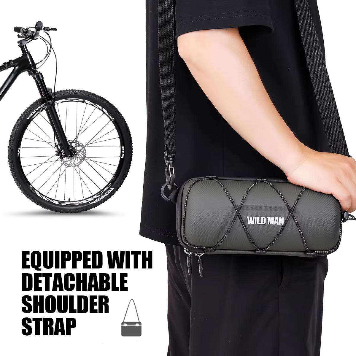 WILD MAN GD7X Mountain Bicycle EVA Hard Shell Handlebar Bag Quick Release Bracket(Black)