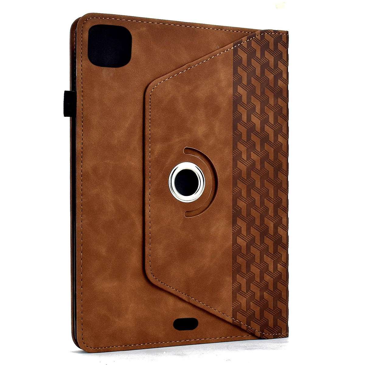 For iPad Air 11 2026 / 2025 / 2024 Rotatable Building Blocks Embossed Smart Leather Ta ... (Brown)