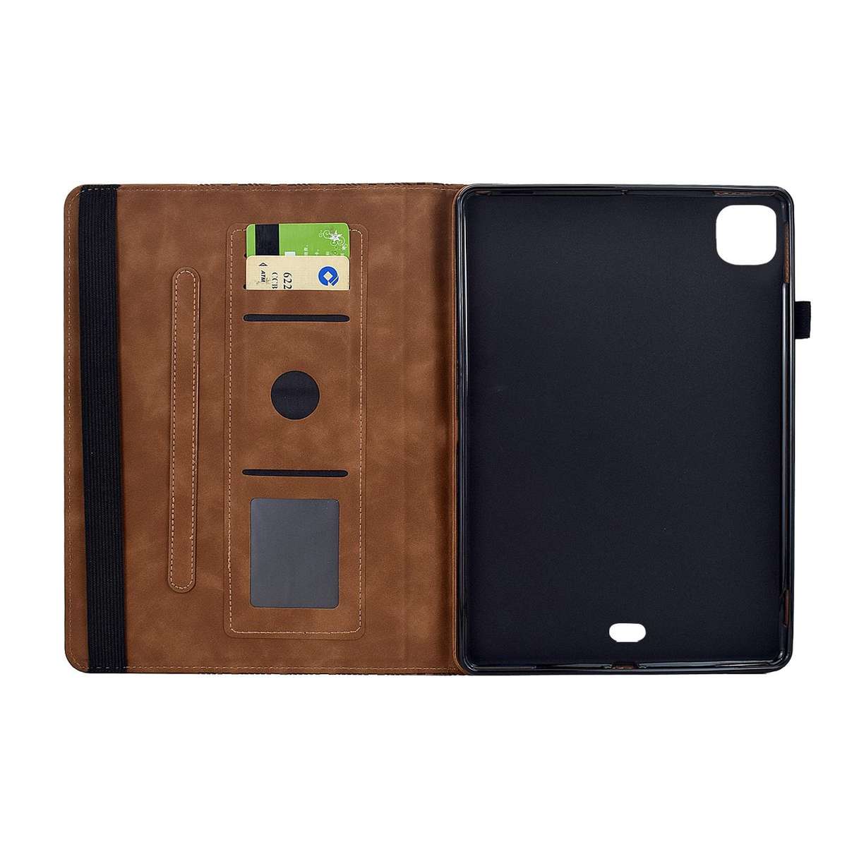 For iPad Air 11 2026 / 2025 / 2024 Rotatable Building Blocks Embossed Smart Leather Ta ... (Brown)