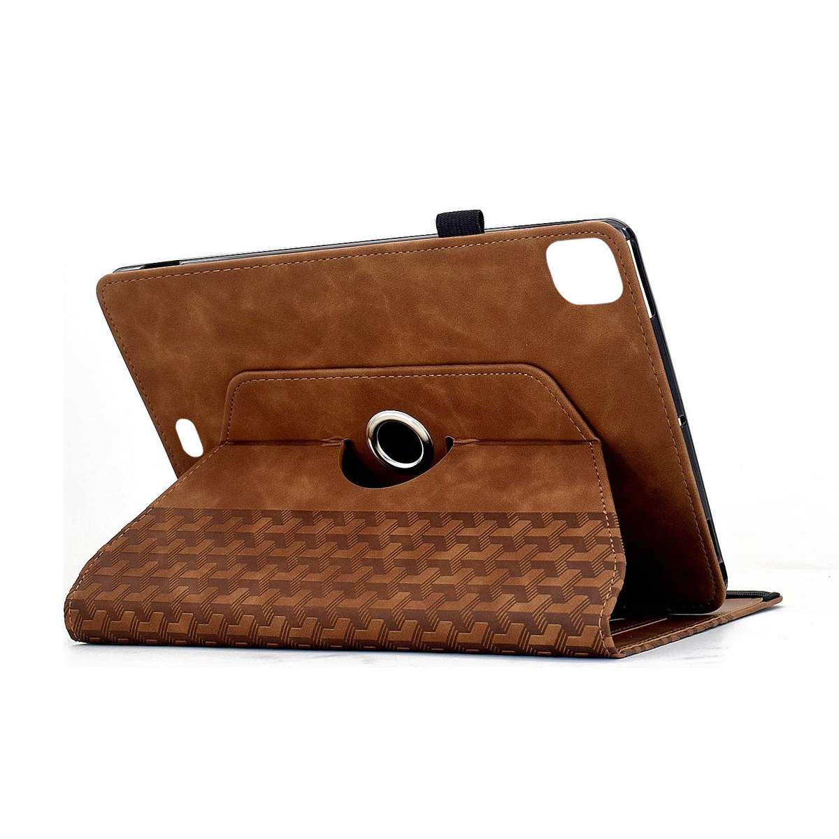 For iPad Air 11 2026 / 2025 / 2024 Rotatable Building Blocks Embossed Smart Leather Ta ... (Brown)