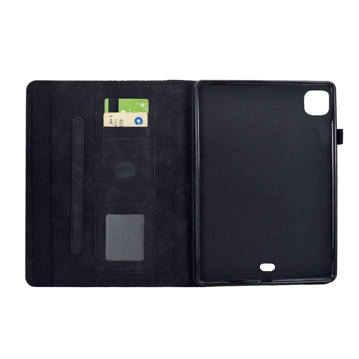 For iPad Air 11 2026 / 2025 / 2024 Rotatable Building Blocks Embossed Smart Leather Ta ... (Black)