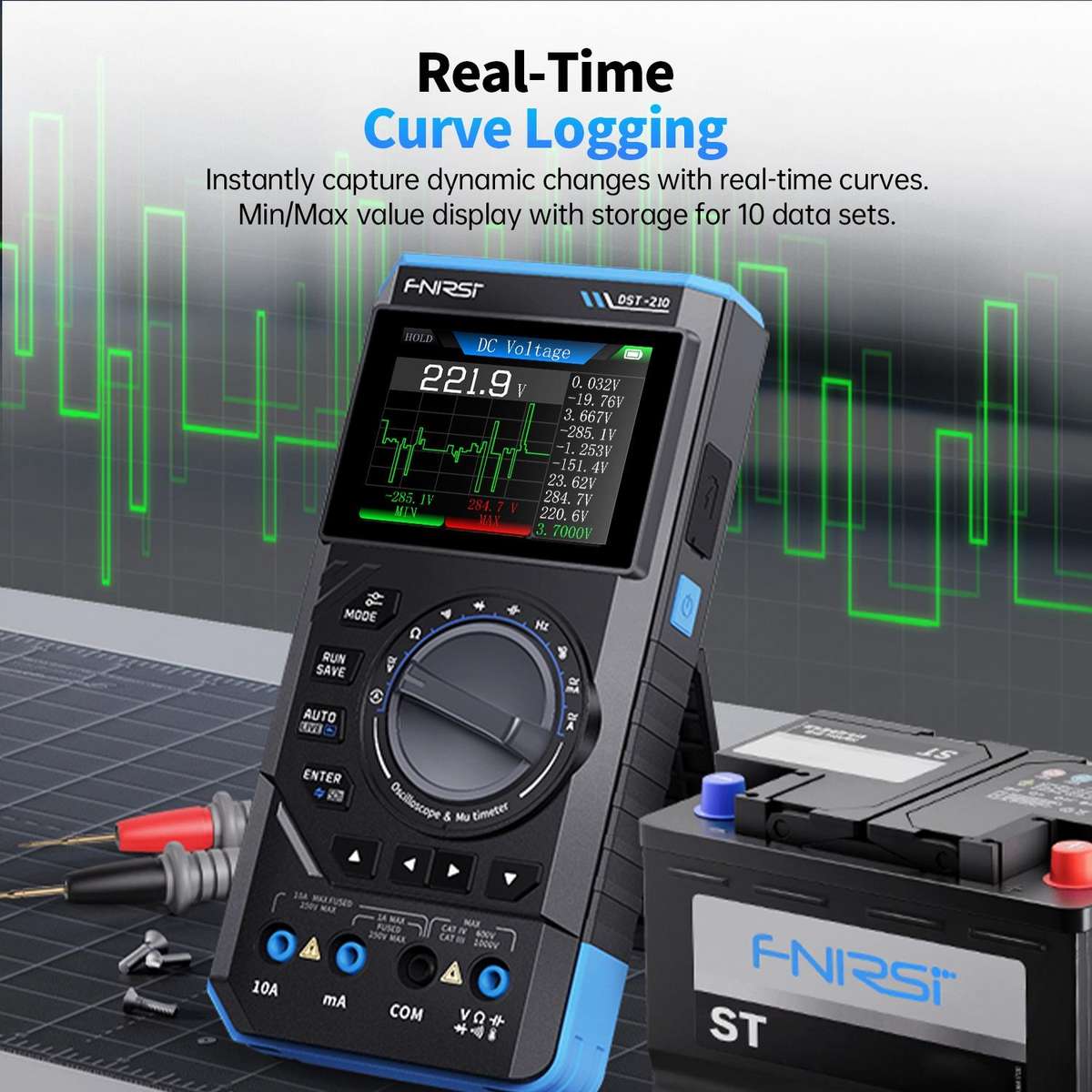 FNIRSI DST210 3 in 1 Digital Multimeter Oscilloscope(Black Blue)