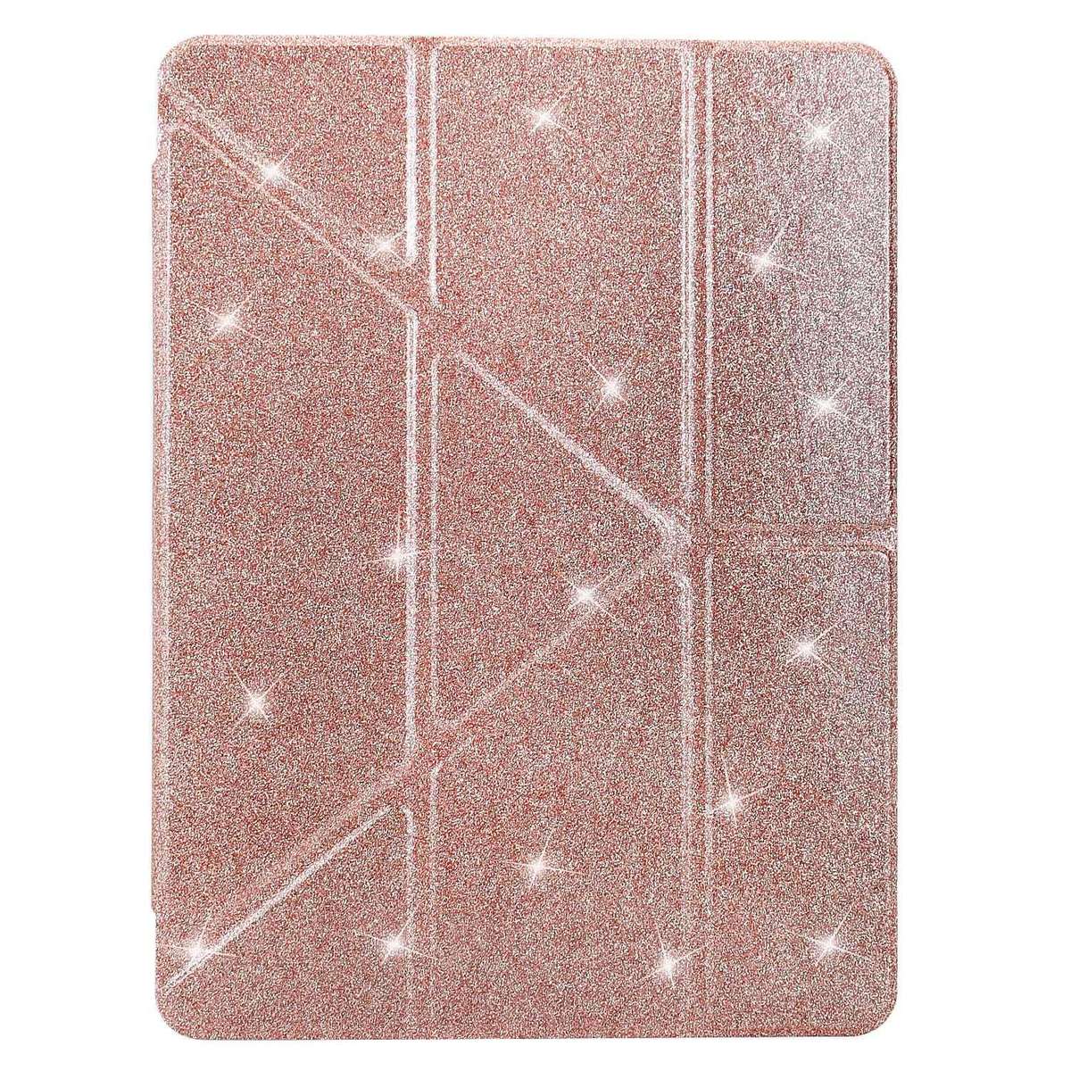 For Xiaomi Pad 7 / 7 Pro Y-Fold Clear Acrylic Glitter Smart Leather Tablet Case(Rose Gold)