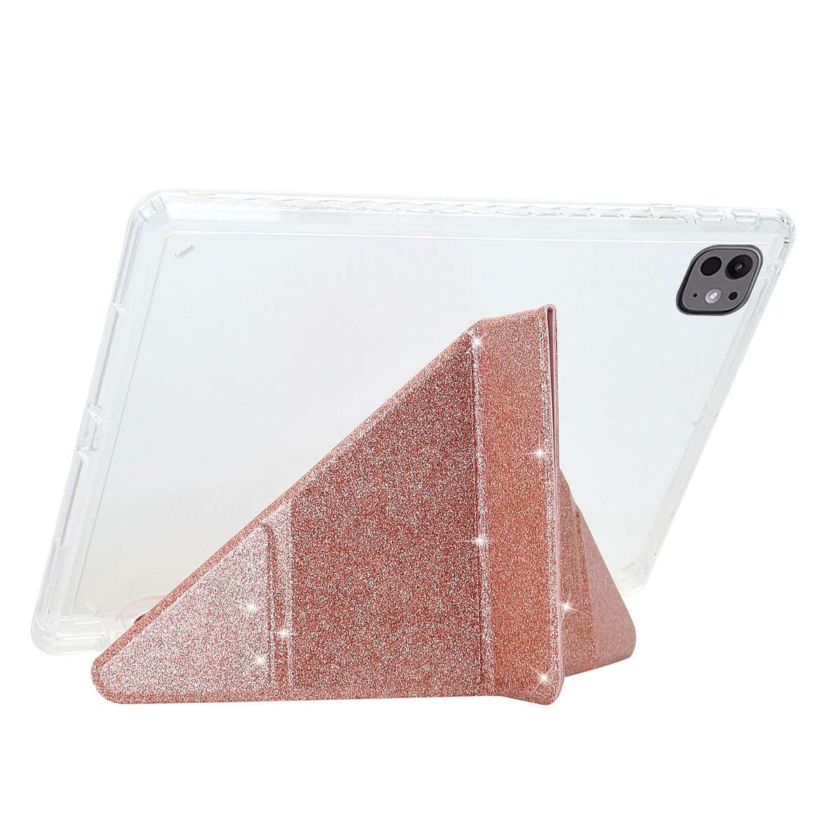 For Xiaomi Pad 7 / 7 Pro Y-Fold Clear Acrylic Glitter Smart Leather Tablet Case(Rose Gold)