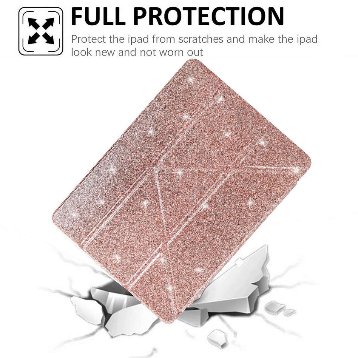 For Xiaomi Pad 7 / 7 Pro Y-Fold Clear Acrylic Glitter Smart Leather Tablet Case(Rose Gold)