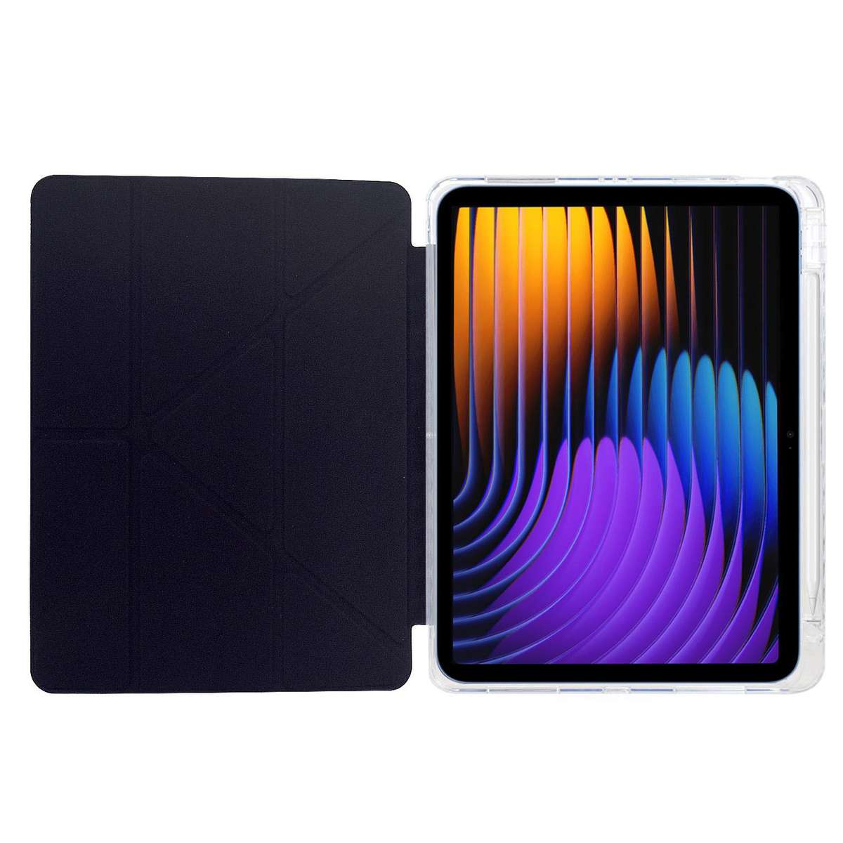 For Xiaomi Pad 7 / 7 Pro Y-Fold Clear Acrylic Glitter Smart Leather Tablet Case(Black)