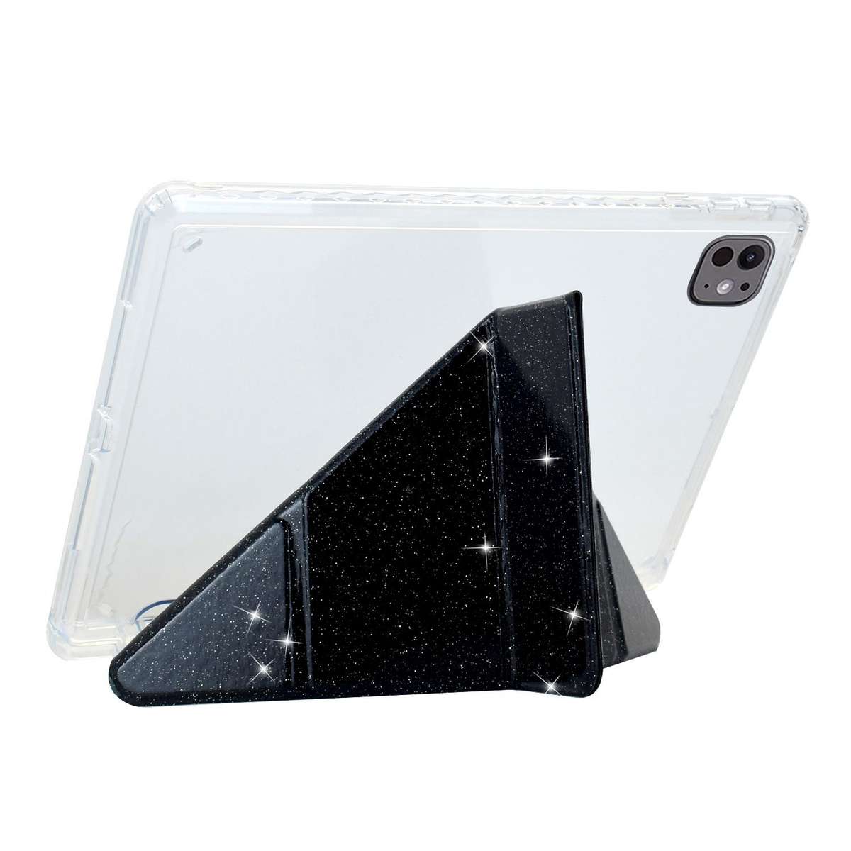 For Xiaomi Pad 7 / 7 Pro Y-Fold Clear Acrylic Glitter Smart Leather Tablet Case(Black)