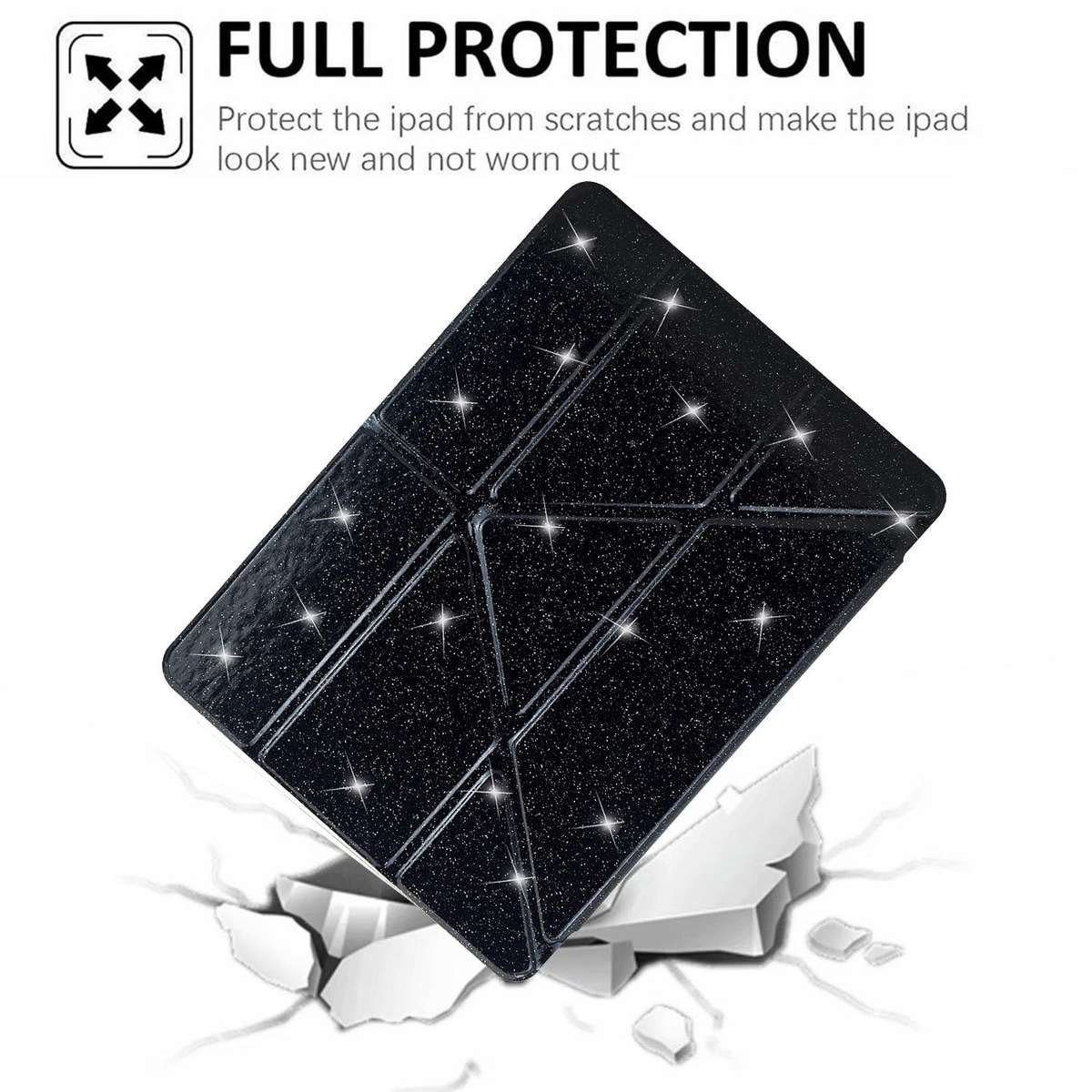 For Xiaomi Pad 7 / 7 Pro Y-Fold Clear Acrylic Glitter Smart Leather Tablet Case(Black)