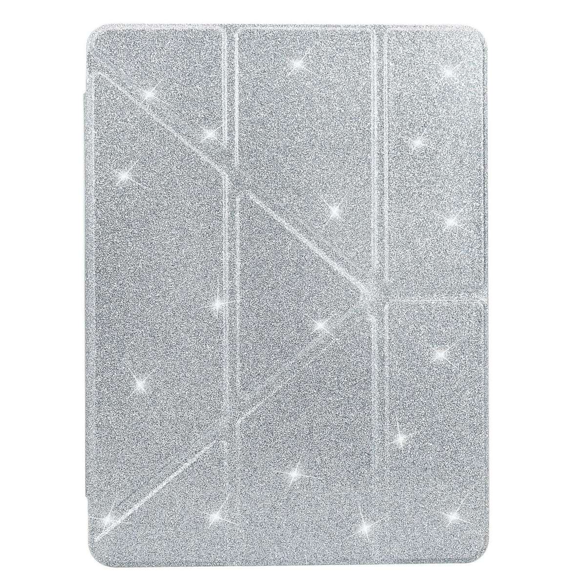 For Xiaomi Pad 7 / 7 Pro Y-Fold Clear Acrylic Glitter Smart Leather Tablet Case(Silver)