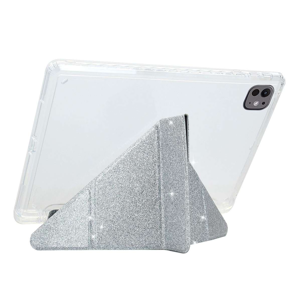 For Xiaomi Pad 7 / 7 Pro Y-Fold Clear Acrylic Glitter Smart Leather Tablet Case(Silver)