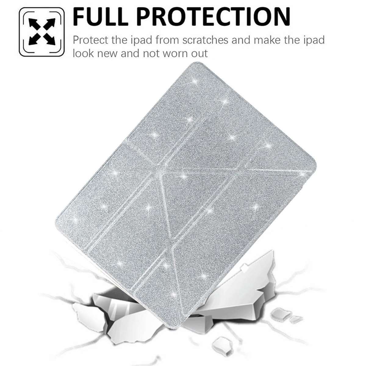 For Xiaomi Pad 7 / 7 Pro Y-Fold Clear Acrylic Glitter Smart Leather Tablet Case(Silver)