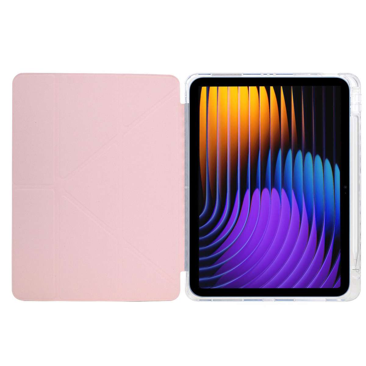 For Xiaomi Pad 7 / 7 Pro Y-Fold Clear Acrylic Glitter Smart Leather Tablet Case(Pink)
