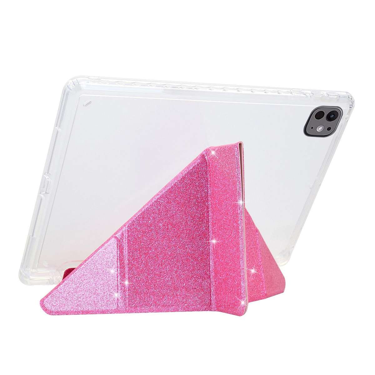 For Xiaomi Pad 7 / 7 Pro Y-Fold Clear Acrylic Glitter Smart Leather Tablet Case(Pink)