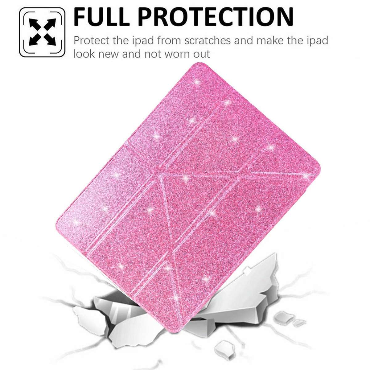 For Xiaomi Pad 7 / 7 Pro Y-Fold Clear Acrylic Glitter Smart Leather Tablet Case(Pink)