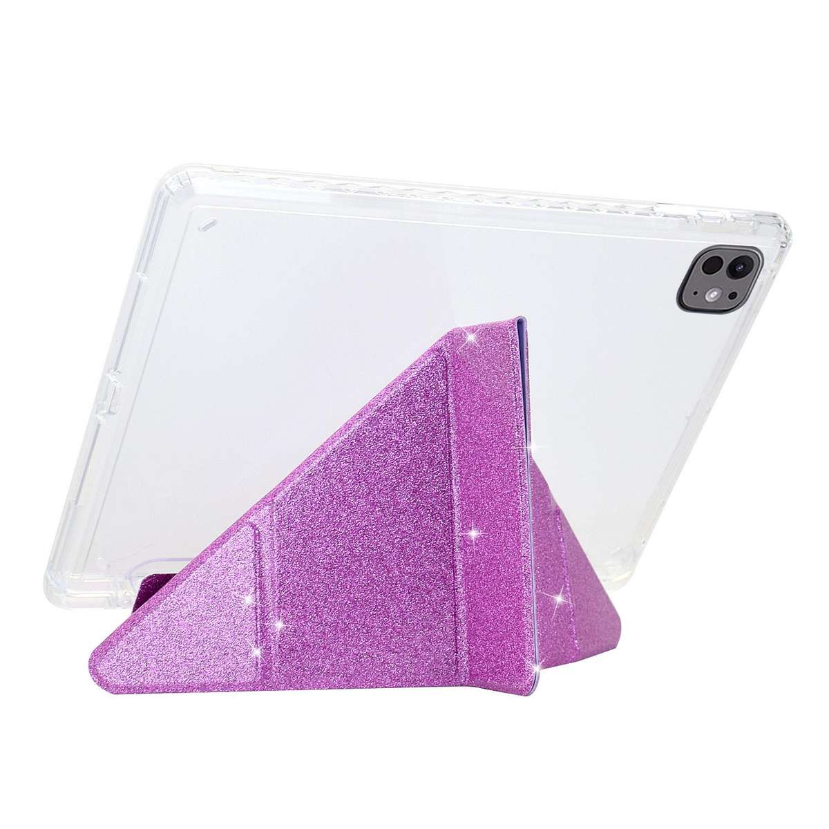 For Xiaomi Pad 7 / 7 Pro Y-Fold Clear Acrylic Glitter Smart Leather Tablet Case(Purple)