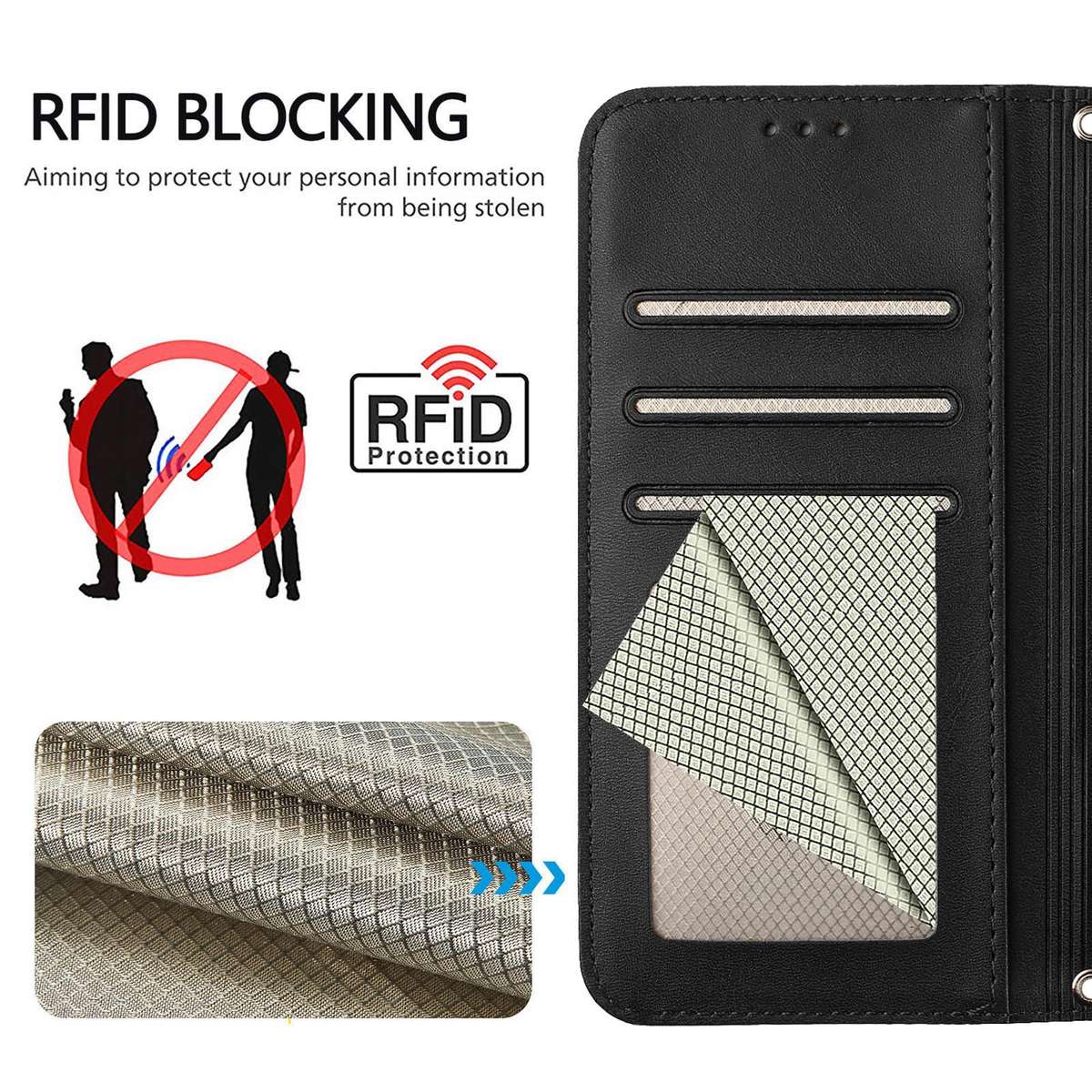 For Tecno Camon 50 Pro 4G Litter Panda Embossing RFID Leather Phone Case with Lanyard(Black)