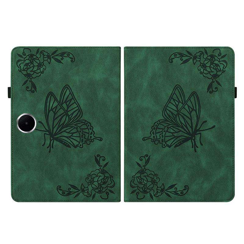 For OPPO Pad SE 11 inch Butterfly Flower Embossed Leather Tablet Case(Green)